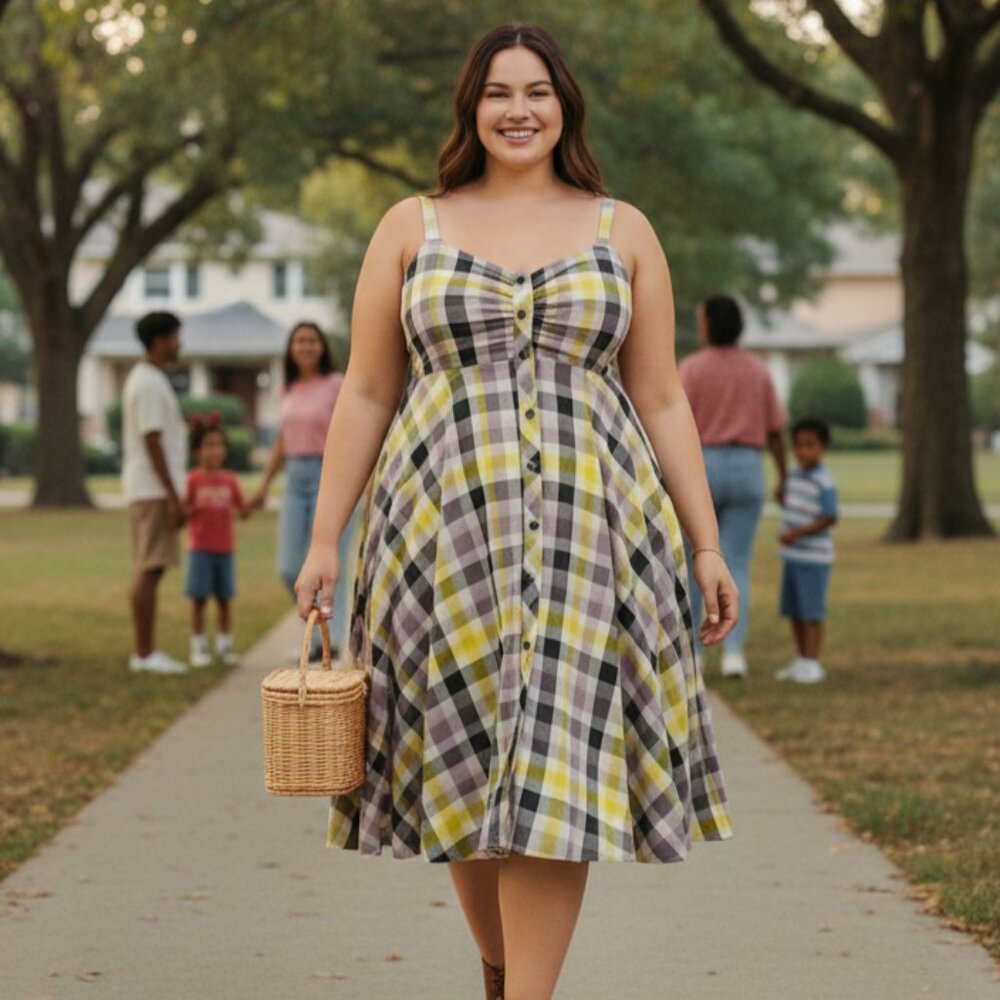 Torrid Womens Size 3 Plaid Button Front Challis Dress Multicolor Grunge Y2K Prep